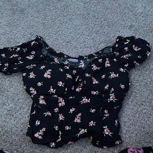 Floral black crop top